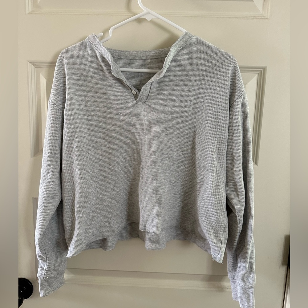 brandy melville/ john galt cropped waffle henley
